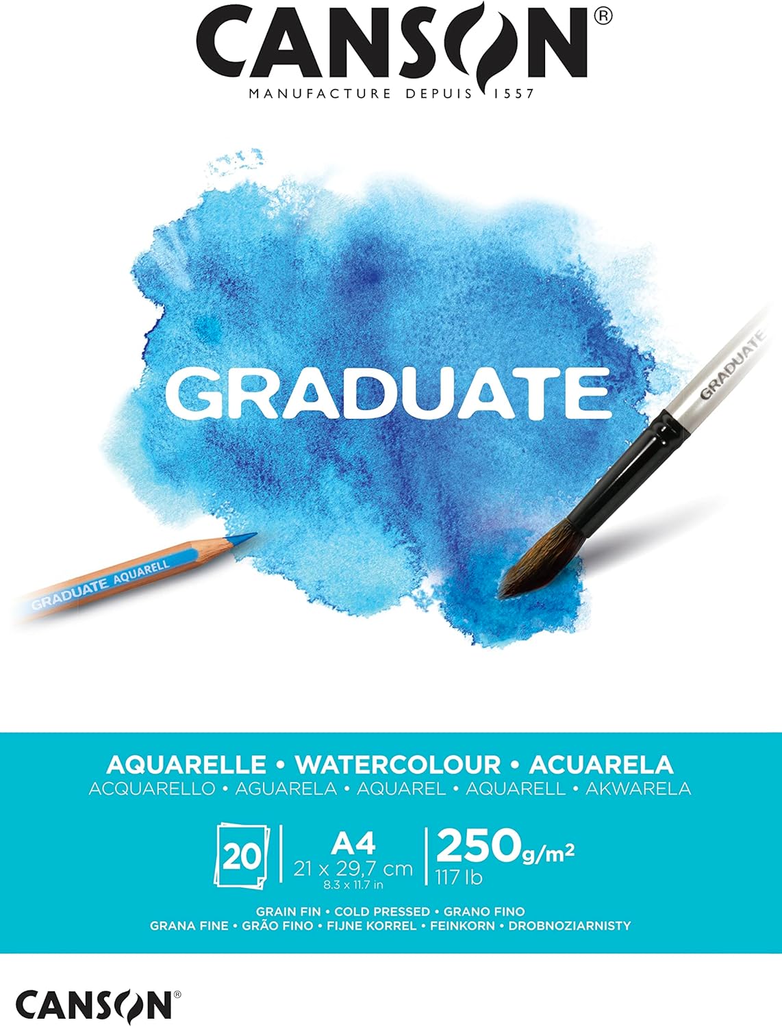 Thumbnail 4 de CANSON Graduate Aquarelle — Bloc A3 de 20 feuilles, papier blanc sans acide (250 g/m²)