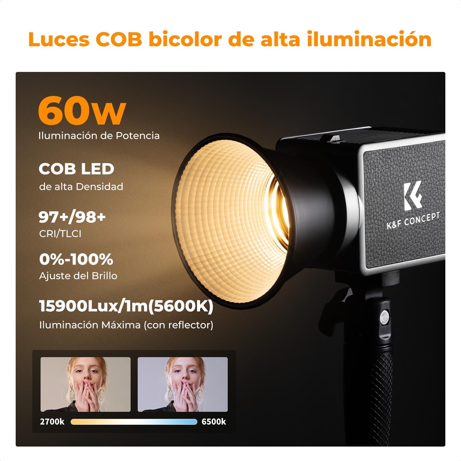 Detalle 2 de K&F CONCEPT PL 60B Lampe COB 60W