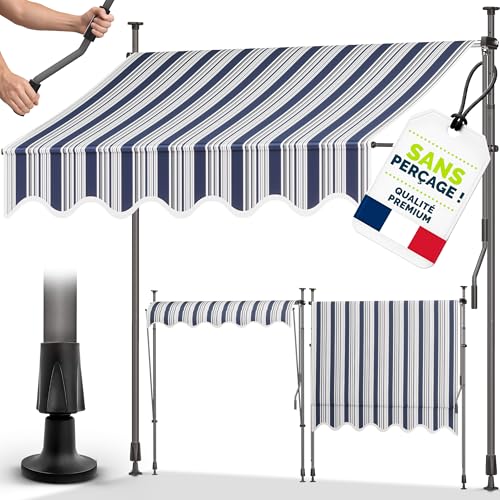 Detalle de tillvex Store banne manuel 150 cm, toile bleu/gris UV50+