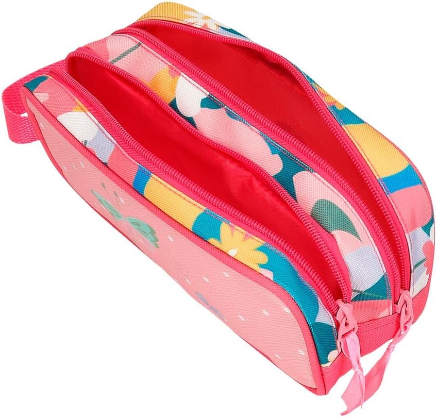 Detalle de ROLL ROAD Fiore Prezioso – Astuccio doppio in poliestere, rosa, 22x10x7 cm
