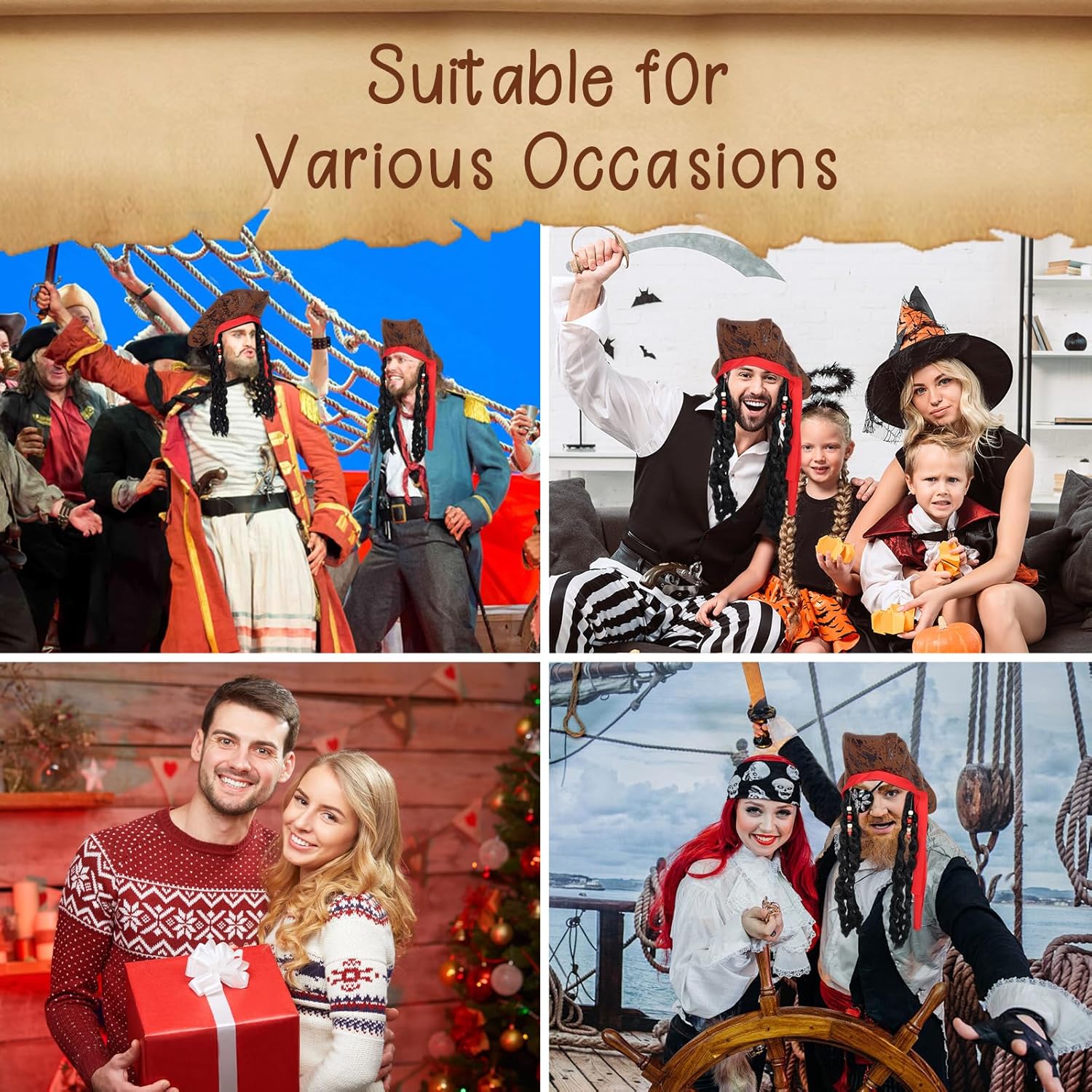 Thumbnail 6 de Alaoo Pirate Costume Accessories Set with Captain Accessories: Bandana, Eye Patch, Anchor Pendant Chain