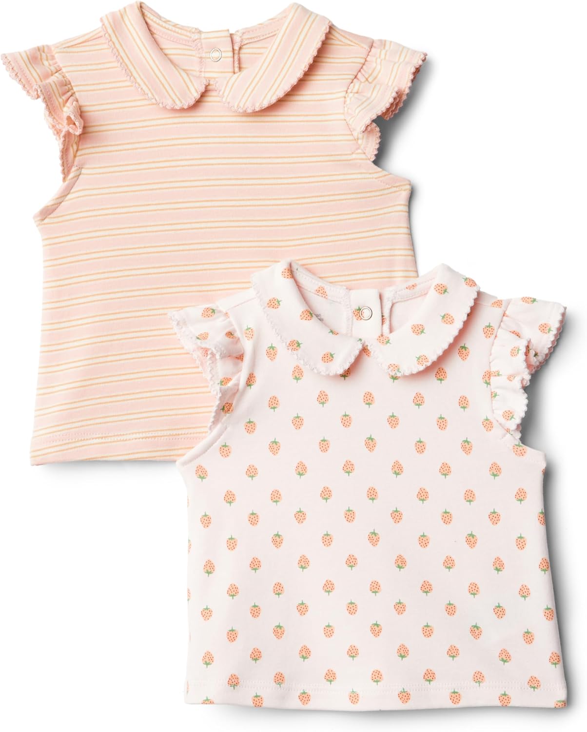 Detalle de Amazon Essentials x Sofia Grainge girls’ 100% cotton short-sleeve blouses with ruffles (pack of 2)