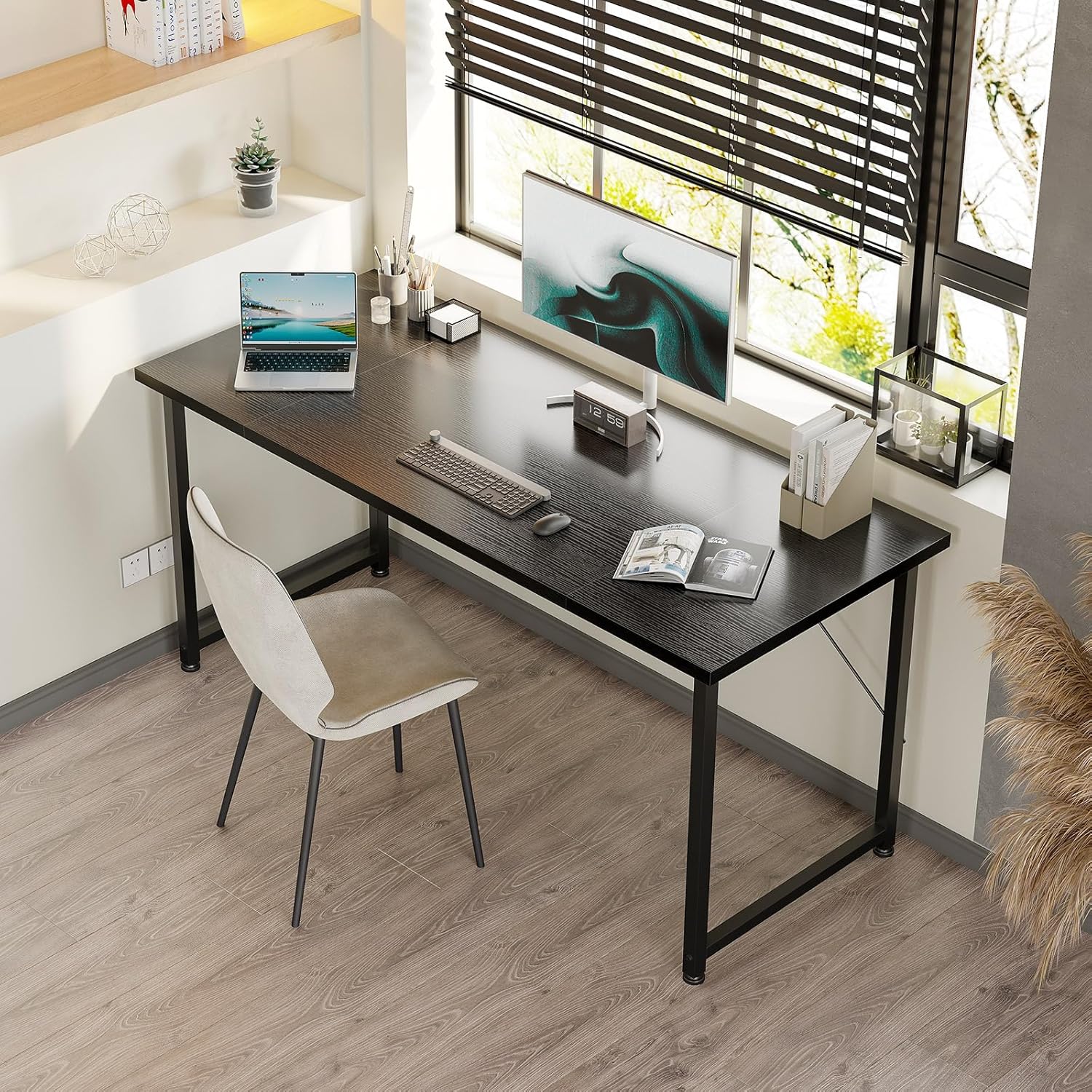 Thumbnail 1 de ODK Schreibtisch 140×50 cm – Computertisch aus Holz in Schwarz