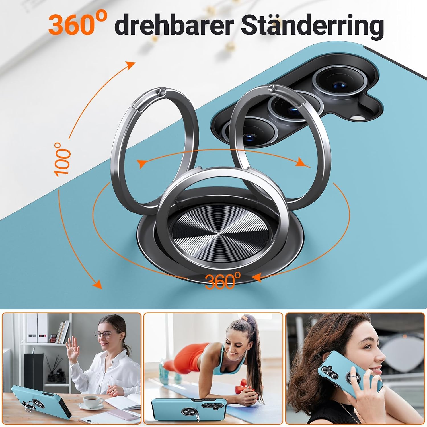 Thumbnail 5 de AOUIA Schutzhülle für Samsung Galaxy S26 (6,3 Zoll) mit 2x Panzerglas – 3-in-1 Set inkl. 360° Ring-Kickstand