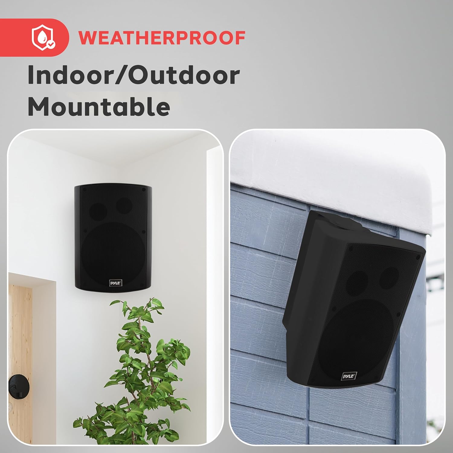 Detalle de Pyle Bluetooth Speakers: Waterproof Wall-Mounted System for Indoor & Outdoor Use