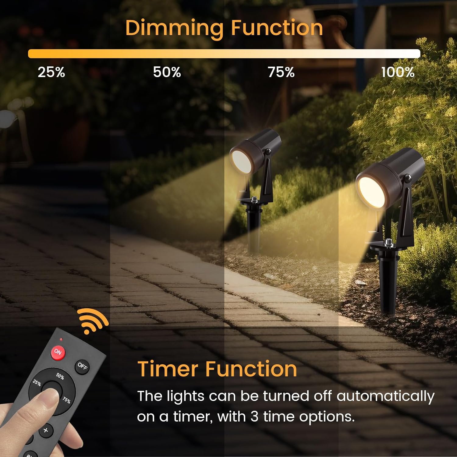 Detalle de Garden Lights Mains Powered 35M/116FT 10 Pack LED Landscape Spotlights with Remote Control