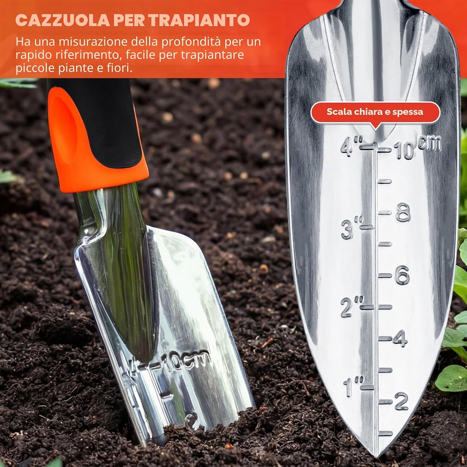 Detalle de Bamworld: Set di 3 Attrezzi da Giardino in Lega di Alluminio con Impugnatura Ergonomica