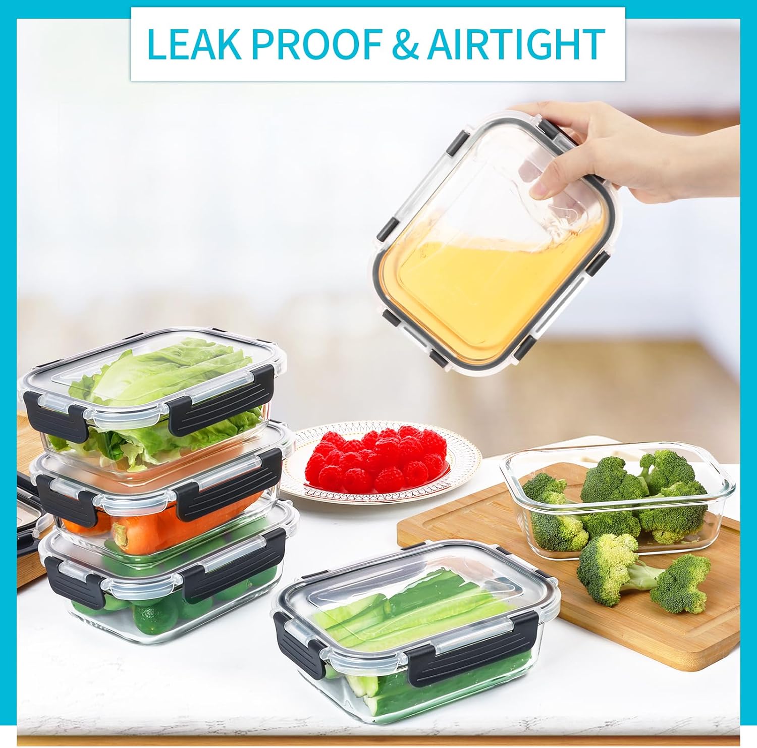 Thumbnail 2 de Skroam 10-Pack 22 OZ Glass Meal Prep Containers with Airtight Lids