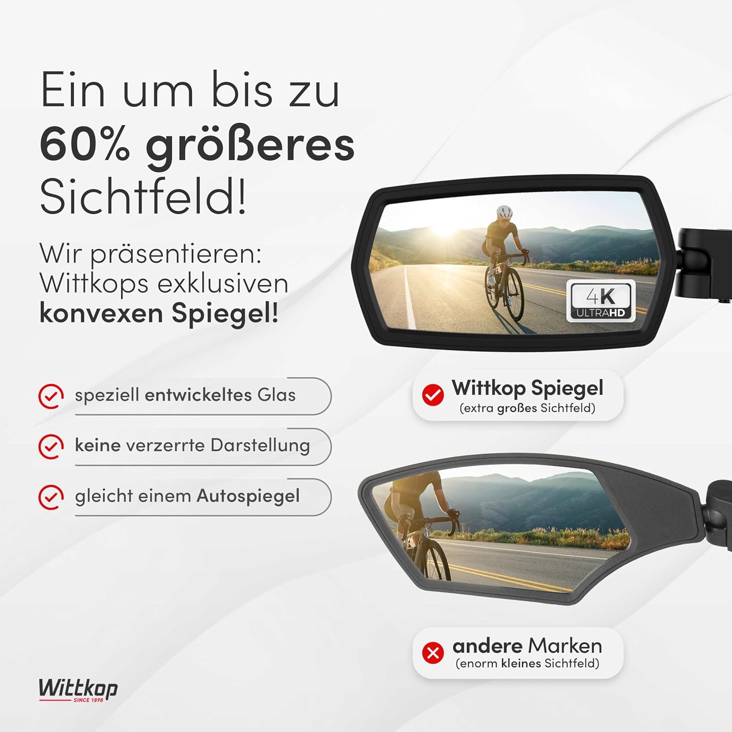 Thumbnail 3 de WITTKOP Fahrradspiegel Großes HD Sichtfeld