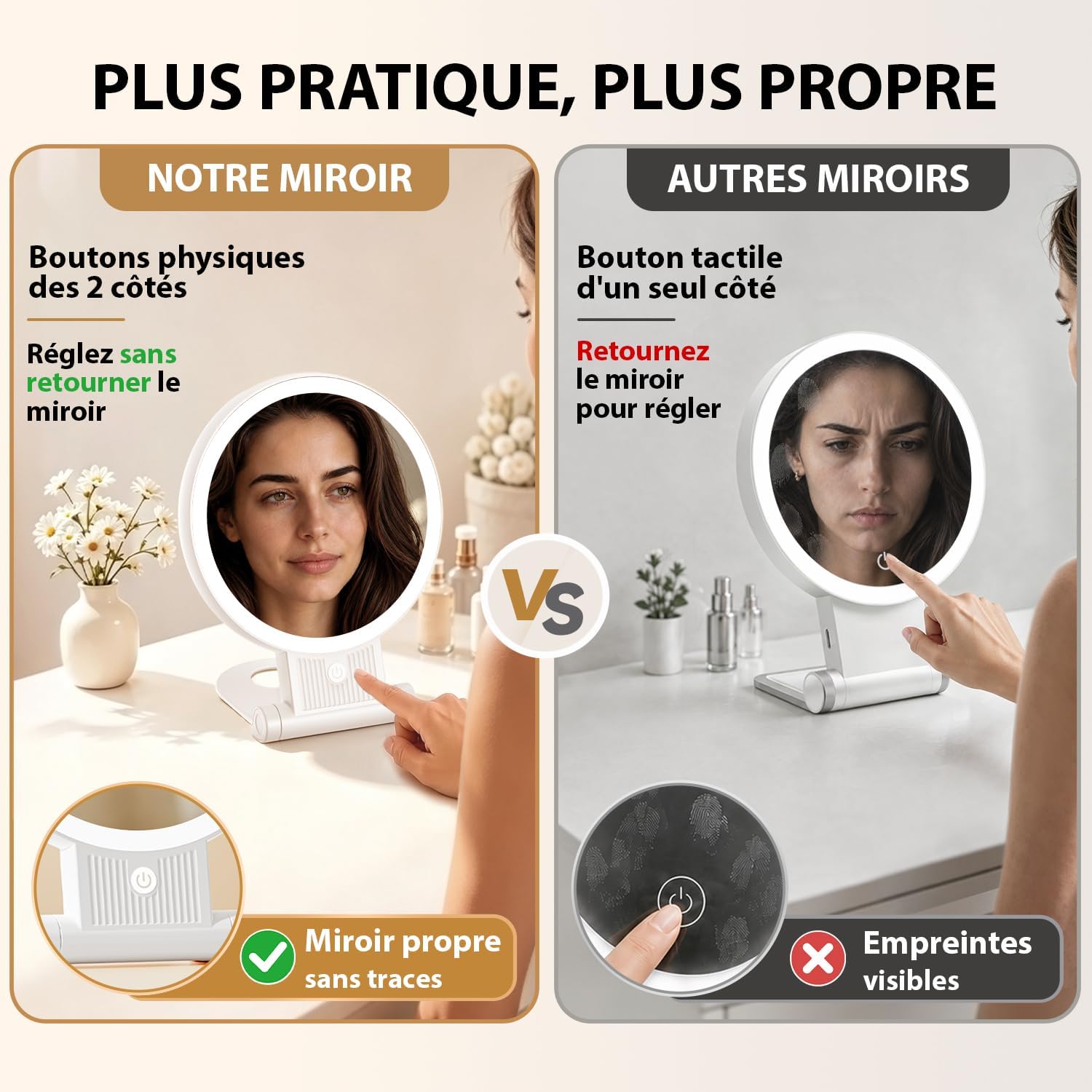 Thumbnail 5 de Auxmir 1X/30X Magnifying Mirror with 3-Color Light
