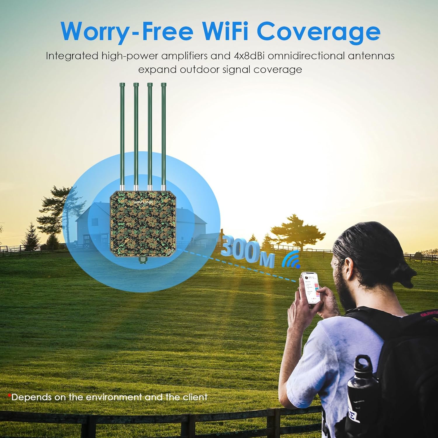 Thumbnail 5 de WAVLINK AX3000 Outdoor WiFi 6 Extender (Long-Range) with IP67, 4x8dBi Antennas, Active PoE