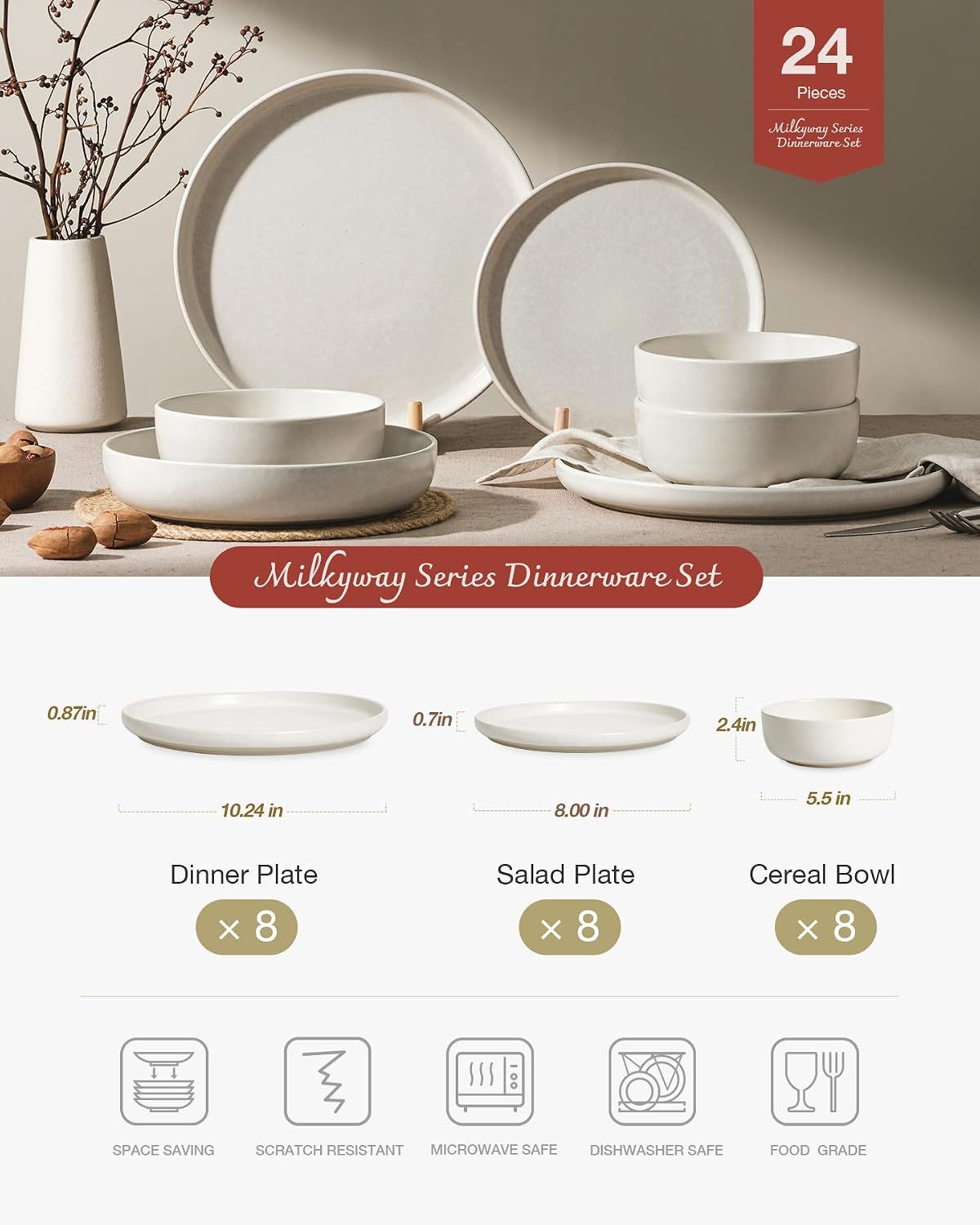 Detalle 2 de Famiware Milkyway 24-Piece Dinnerware Set