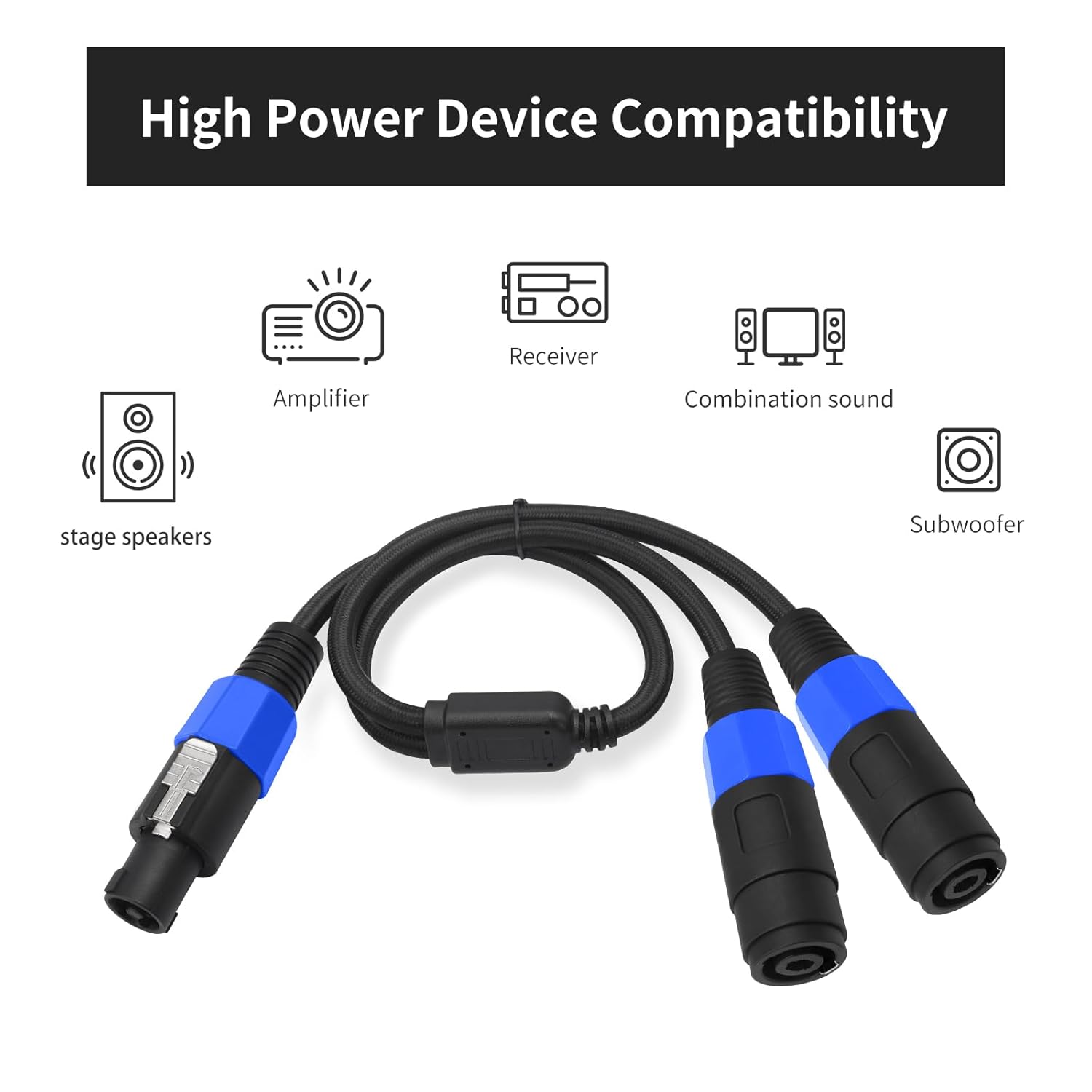 Detalle 2 de SZLliyxs 2Pack Speakon Splitter Cable (5FT) — 1 Male to 2 Female XLR Splitter for Audio Signal Transmission