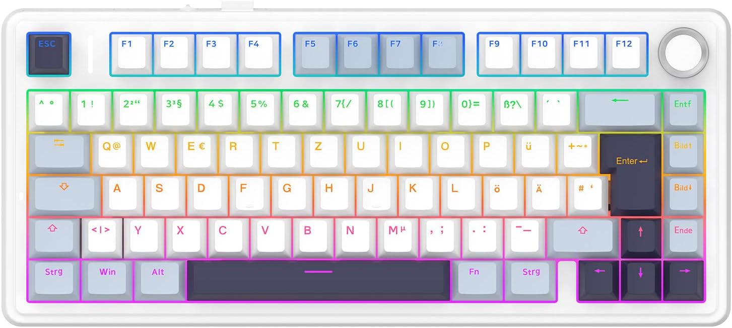 Detalle de EPOMAKER x Aula F75-ISO 75%-Mechanische Tastatur (DE QWERTZ) mit Hot-Swap, BT/2,4 GHz/USB-C