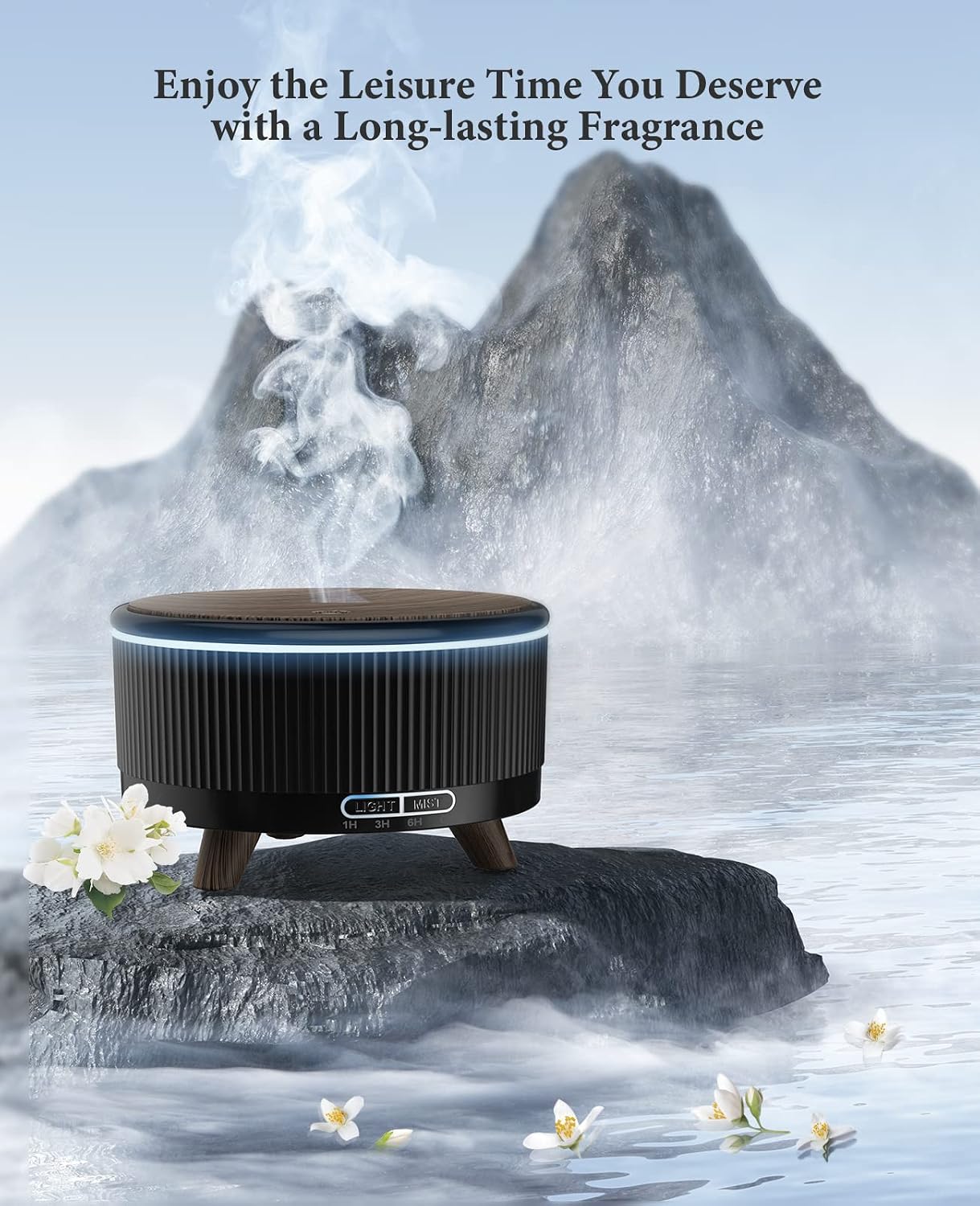 Thumbnail 1 de Essential Oil Diffuser for Home — 500ml Marble Finish, 7-Color LED, 480 ft² Coverage