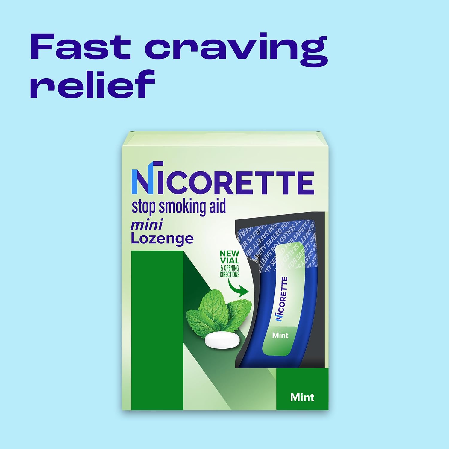 Detalle 2 de Nicorette 60000000209757 Mini Nicotine Lozenges, 2 mg Mint, 101 Count