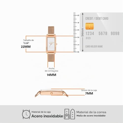Thumbnail 6 de Skagen Hagen reloj para mujer de cuarzo, rectangular, oro rosa y esfera blanca
