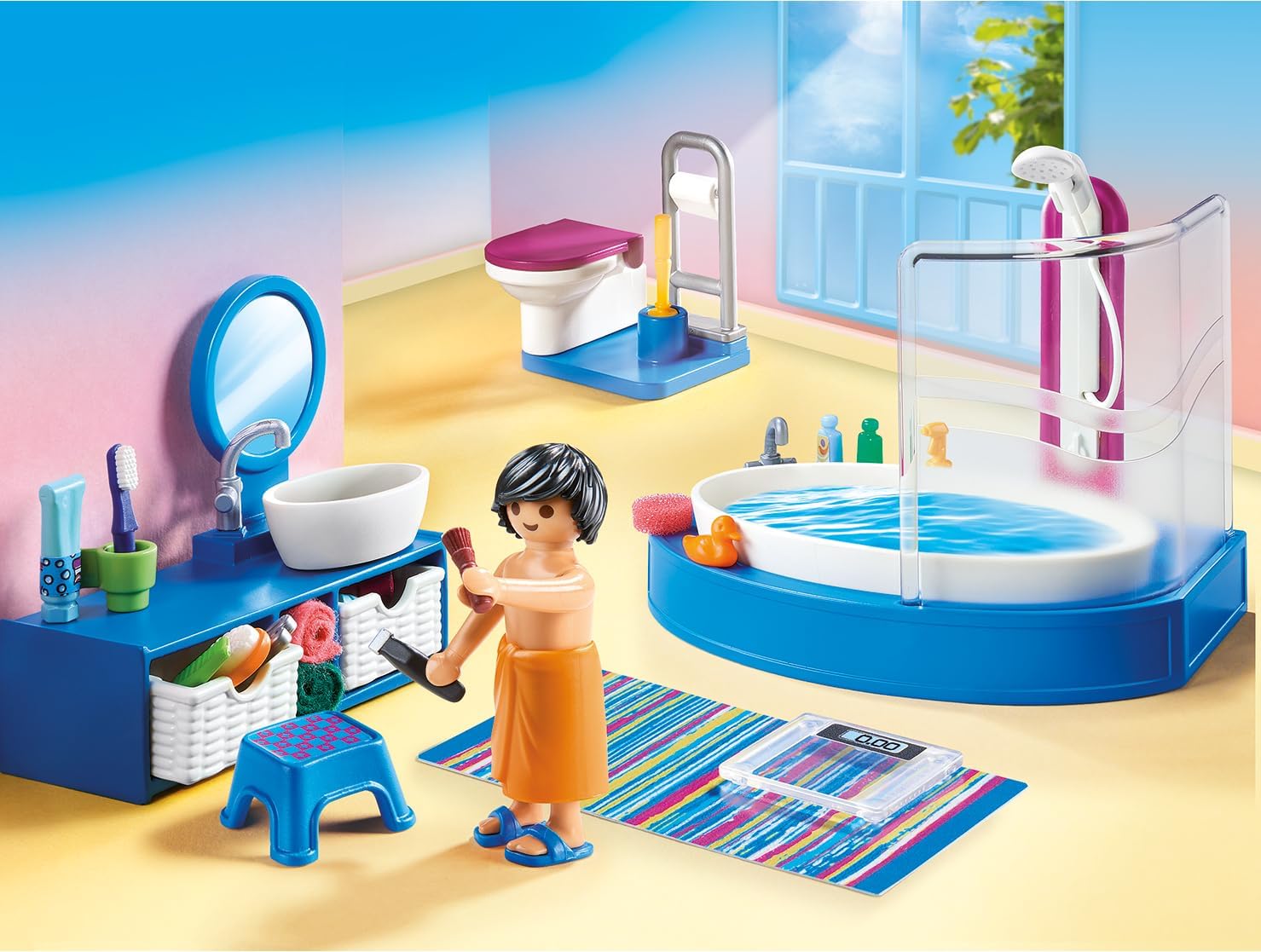 Detalle 2 de PLAYMOBIL Dollhouse 70211 Badezimmer (ab 4 Jahren) mit 51-teiligem Zubehör