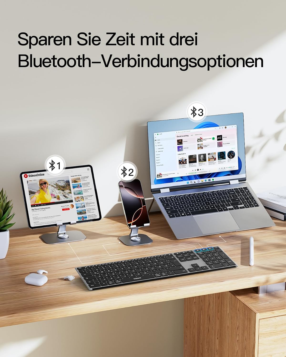 Detalle 2 de Inateck KB06007 kabellose Tastatur 1000 mAh ⌨