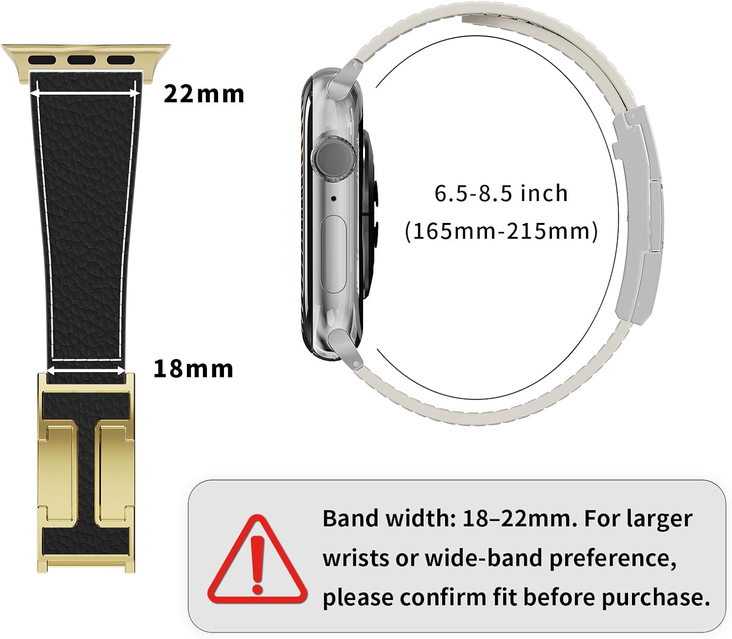 Thumbnail 4 de Tekvon leather watch band with magnetic buckle for Apple Watch Ultra, Series & SE (leather replacement strap)