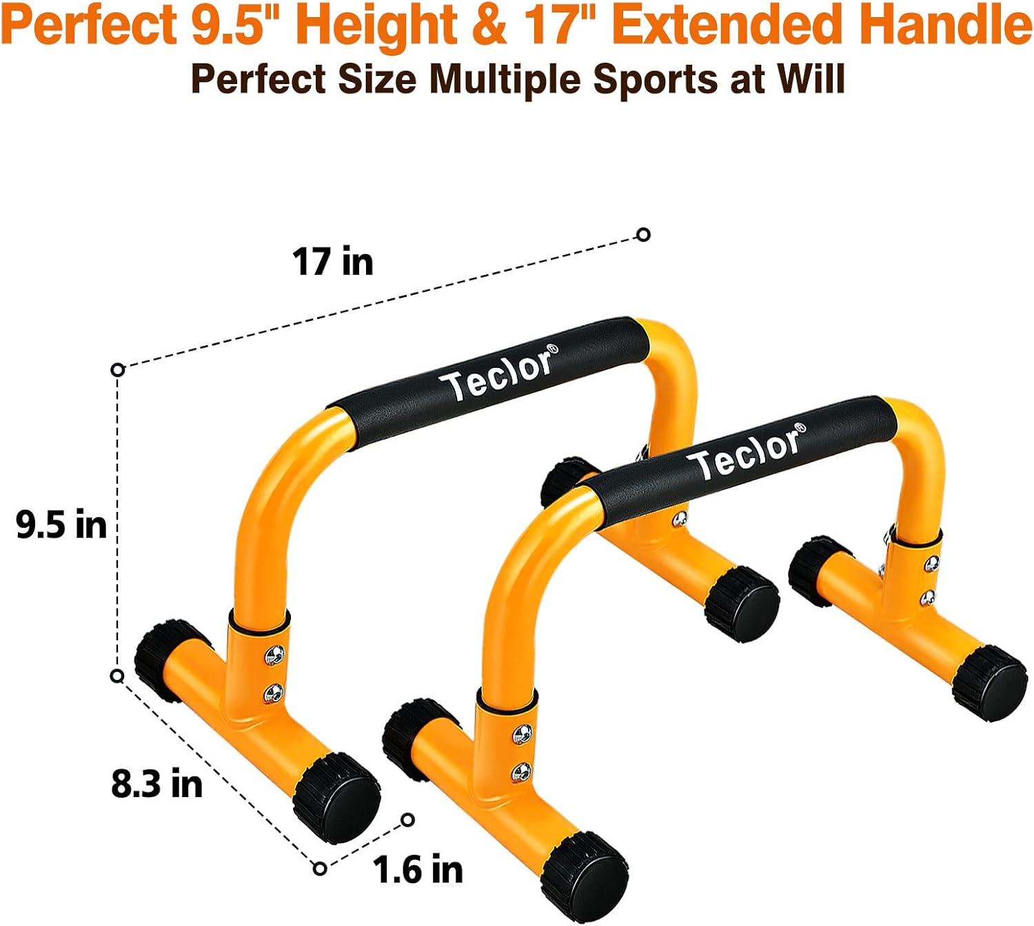 Detalle de Teclor TC-122 Push-Up Bars, 9.5-Inch Steel Parallettes for Calisthenics