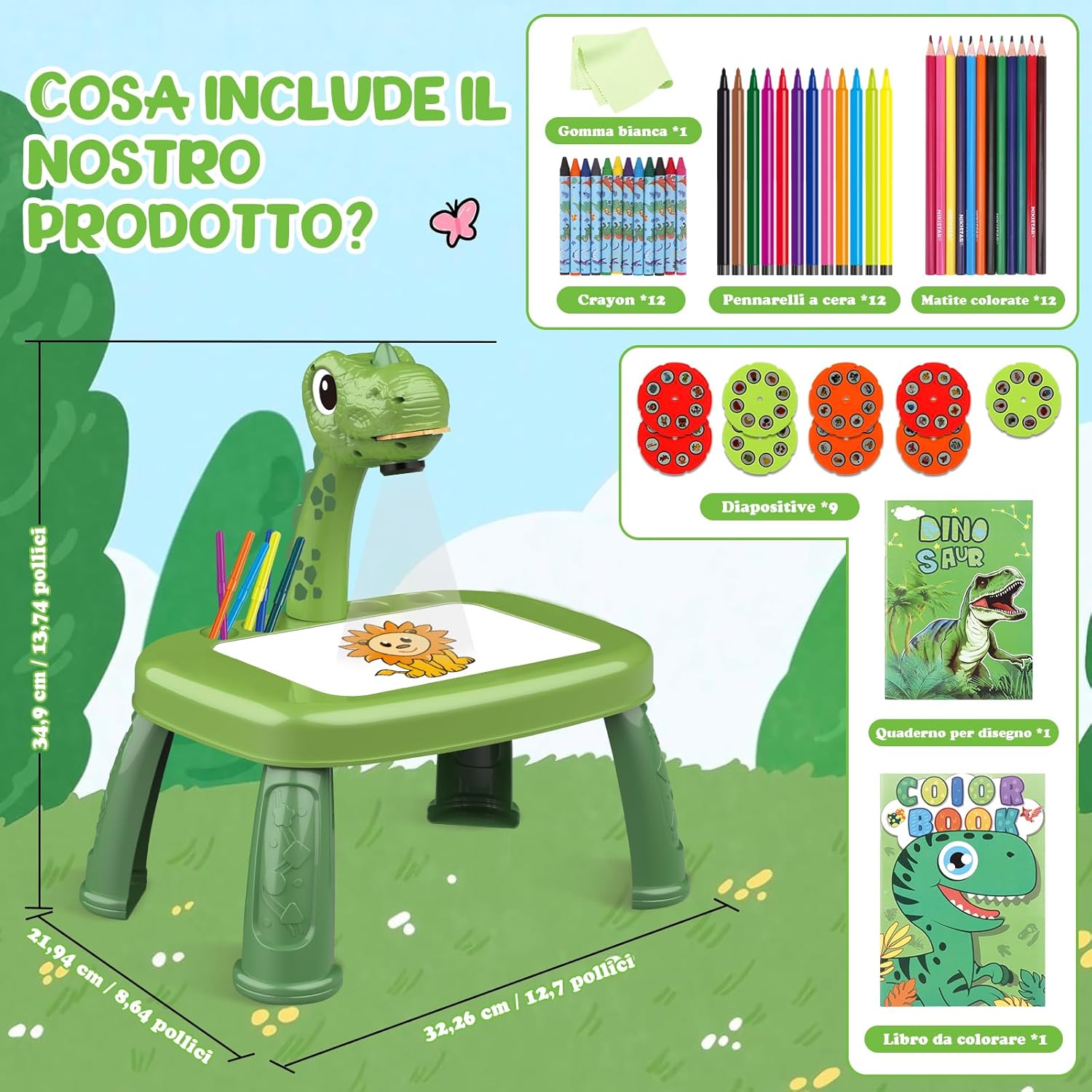 Thumbnail 3 de Dinosauro Proiettore da Disegno per Bambini – Kit creativo con 72 motivi e accessori