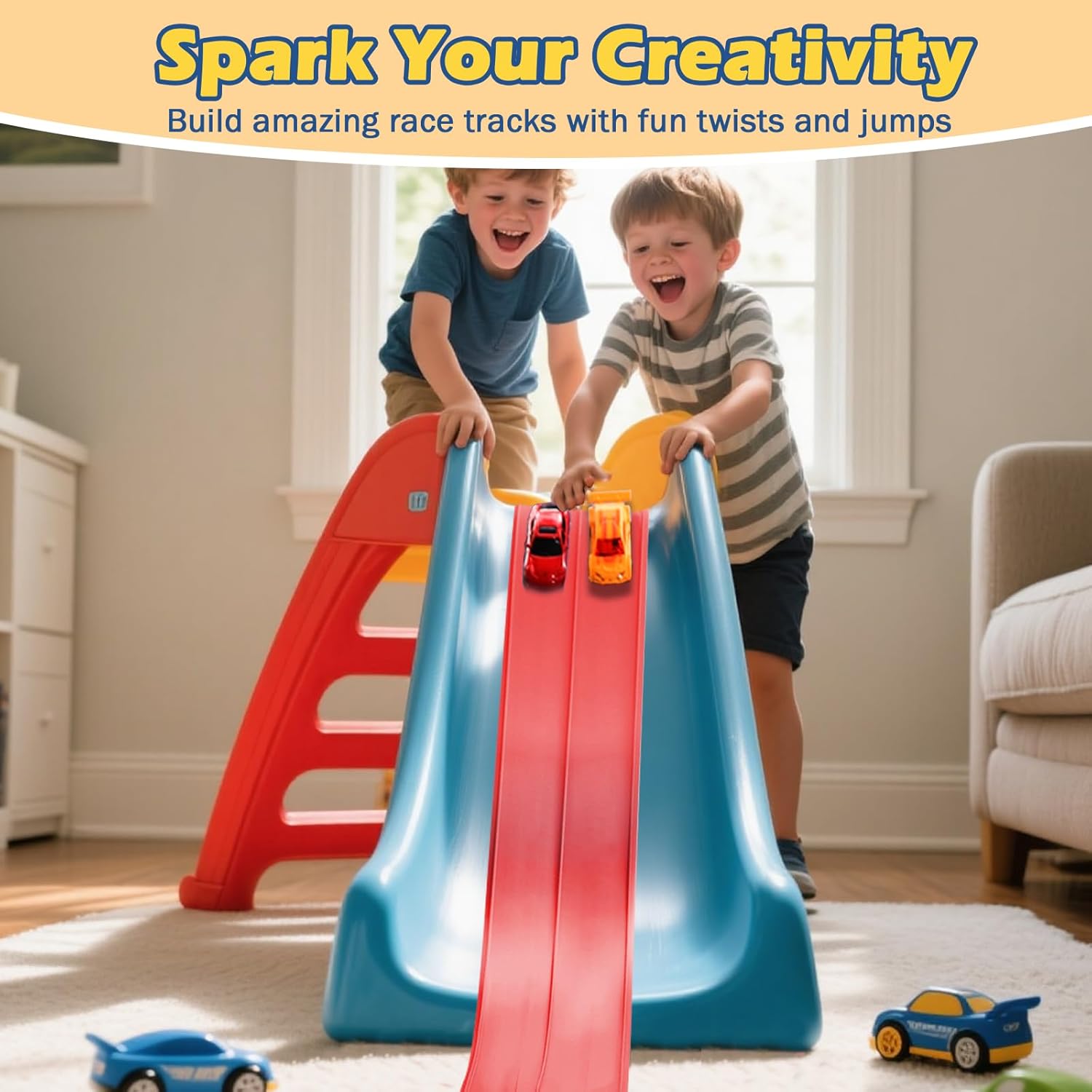 Detalle de Upgrade Flexible Race Track for Kids 3+ — 15ft Roll-Up Track Compatible with 1/64 Diecast Cars