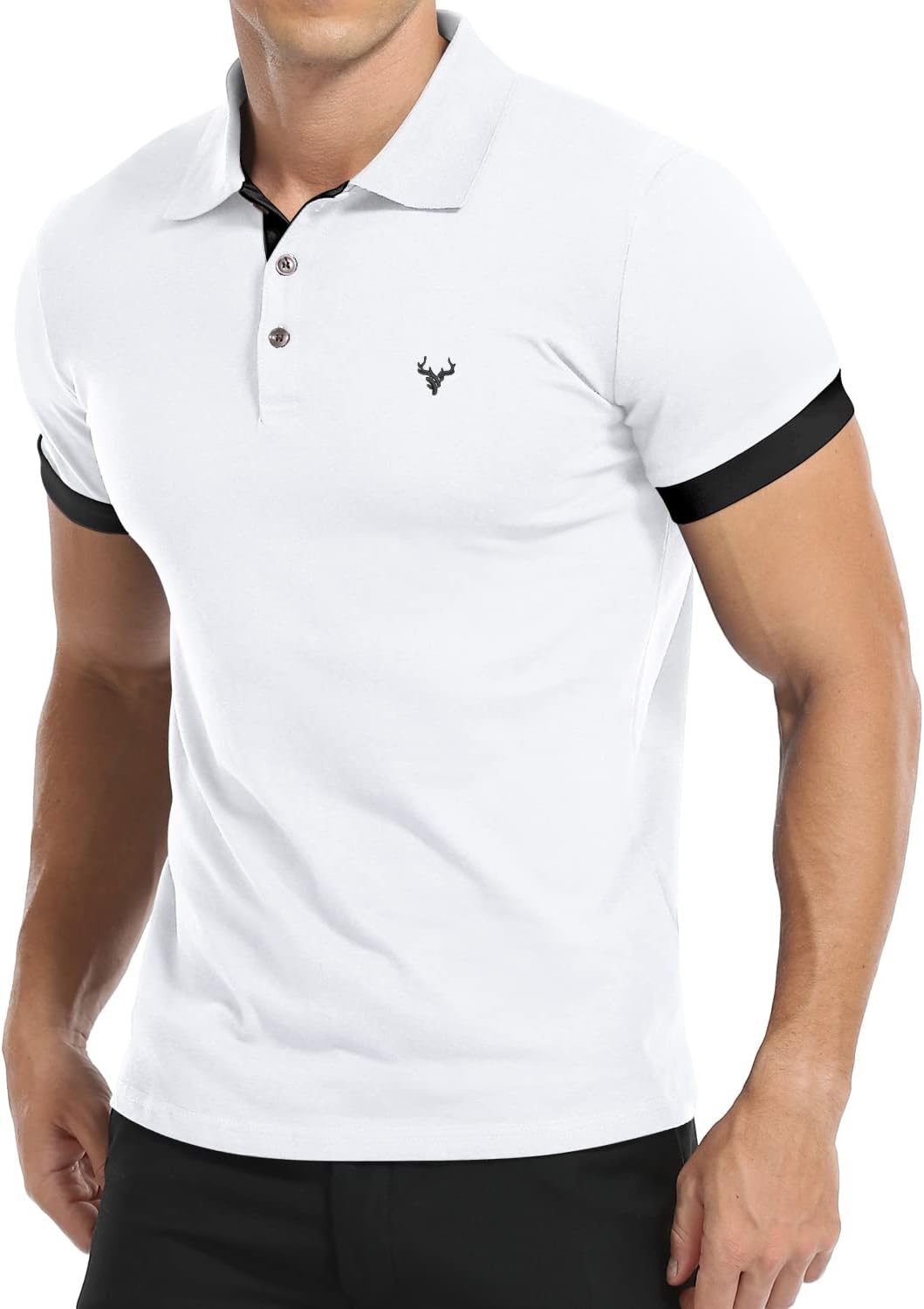 Thumbnail 5 de KUYIGO Herren Kurzarm-Poloshirt mit besticktem Hirschkopf in Slim Fit (Baumwolle/Elastan) S–XXL