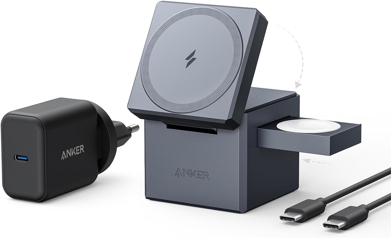 Detalle de Anker MagGo Cubo 3 en 1 MagSafe 15W