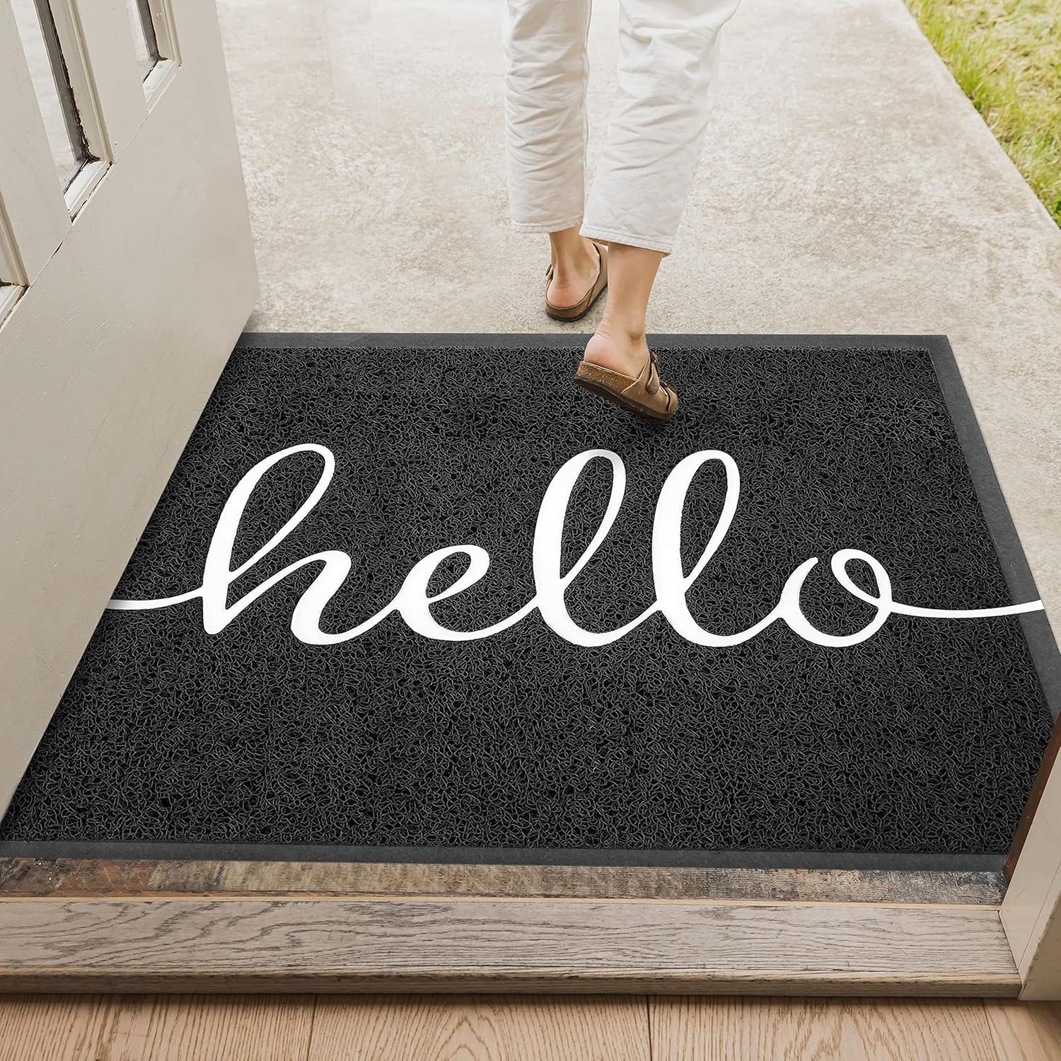 Detalle 1 de EARTHALL 48" x 32" Hello Doormat, Low-Profile PVC with Rubber Backing