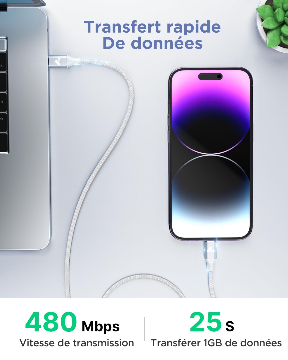 Thumbnail 2 de Aioneus Cable iPhone USB C 2M MFi Certifié