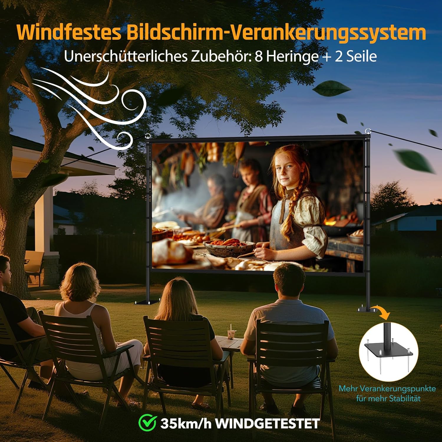 Thumbnail 1 de LEORFI Outdoor-Beamer-Leinwand mit Ständer, 120 Zoll, faltbar (Front-/Rückprojektion)
