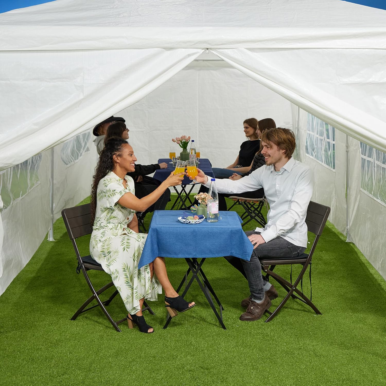Detalle de Relaxdays 10046032 Gazebo Side Panels, 6-Piece Waterproof White Set