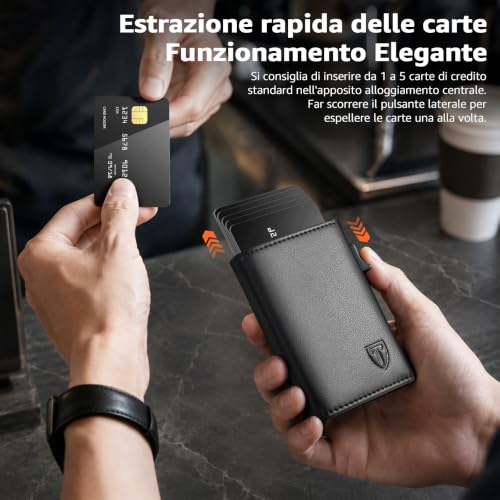 Detalle de TENBST Portafoglio Da Uomo: design ultrasottile con blocco RFID e scomparti intelligenti