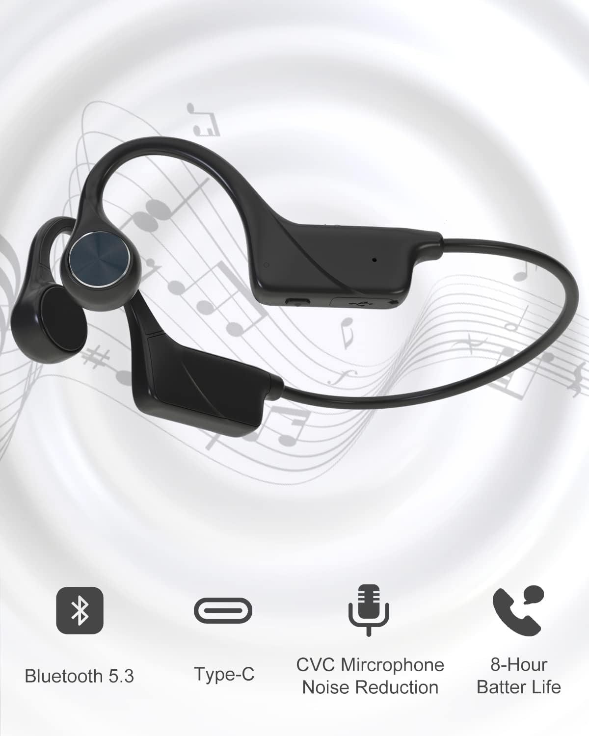 Thumbnail 1 de SANOTO Casque à conduction osseuse Bluetooth open ear sans fil (Sport, IPX5)