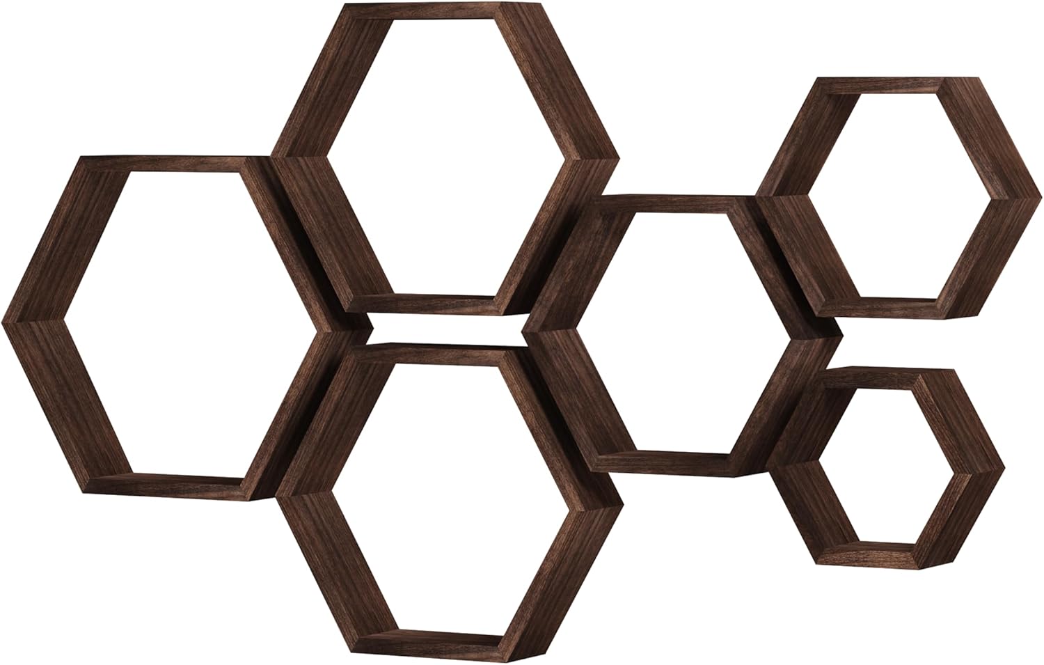 Detalle de WONFUlity sechseckige Holz-Wandregale (6er-Set) im Landhausstil