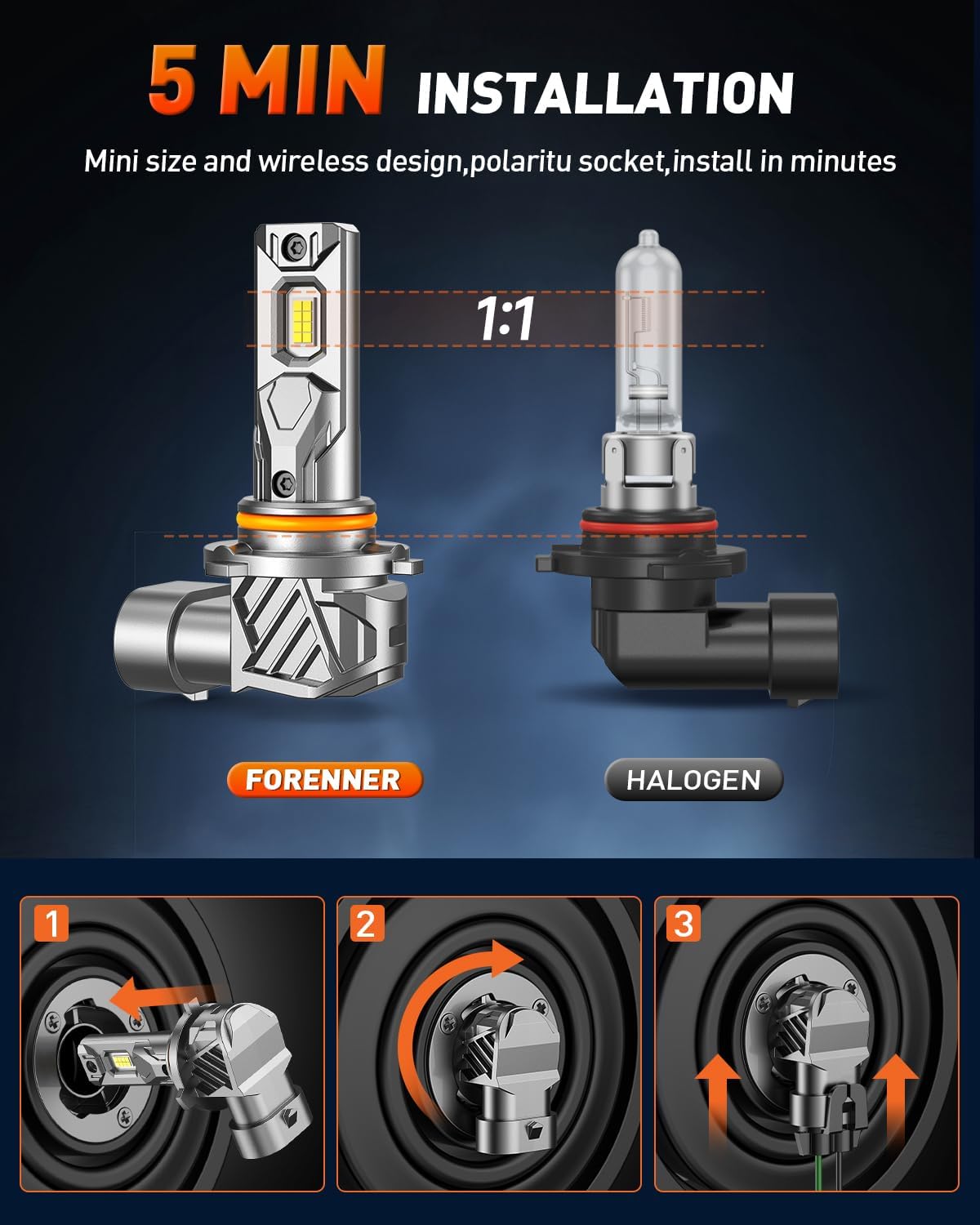 Thumbnail 3 de FORENNER 9005 9006 LED Bulb Combo 6500K