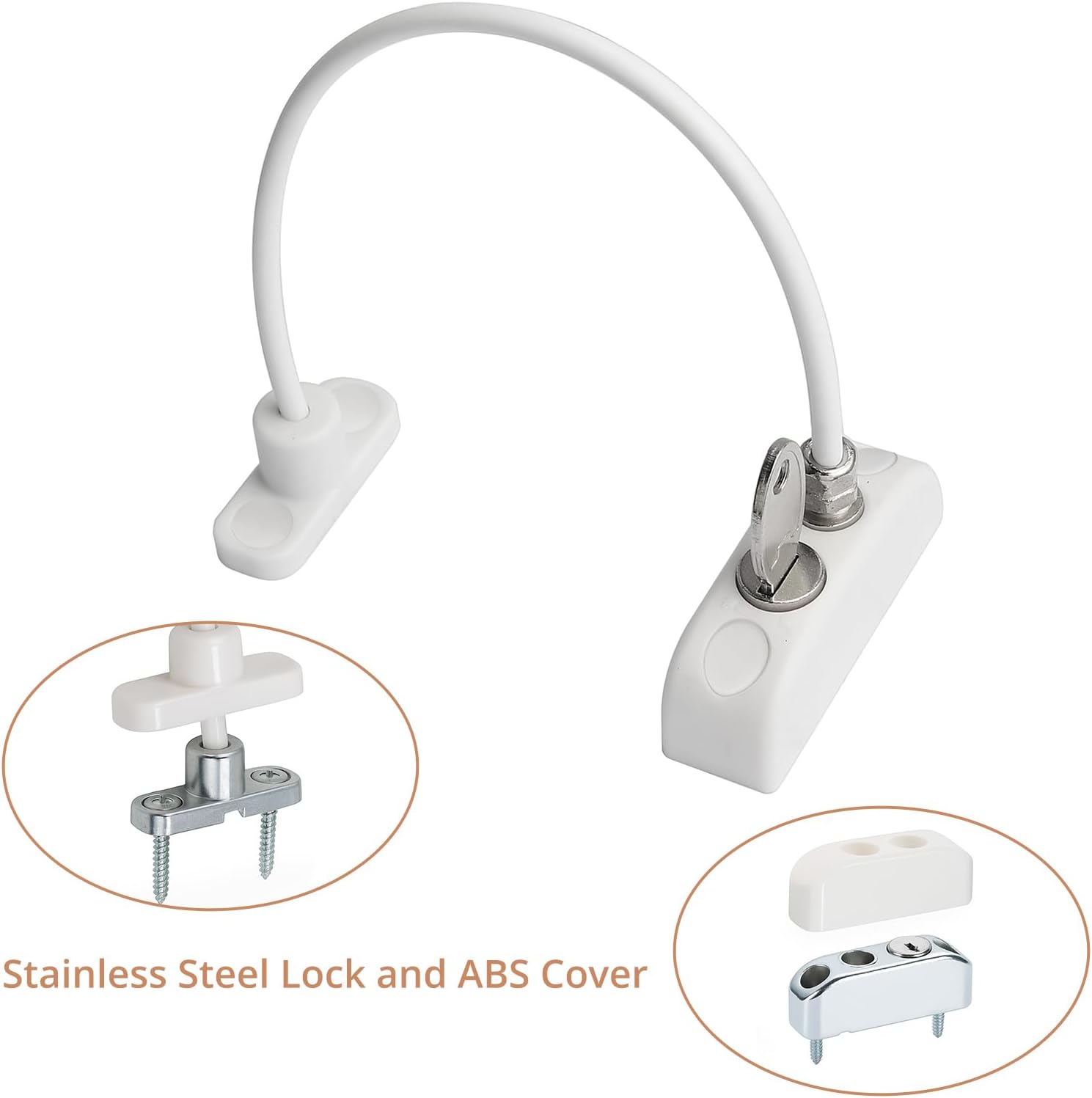 Thumbnail 6 de Kamtop 10PCS Window Restrictor Child Safety Locks – Flexible Cable, ABS & Stainless Steel