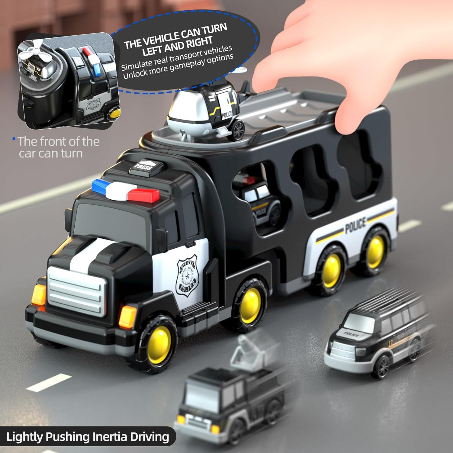 Thumbnail 4 de Beby Buty 5 in 1 Police Trucks Toys for Toddlers (3-5 Years) – Light, Sound, and Learn