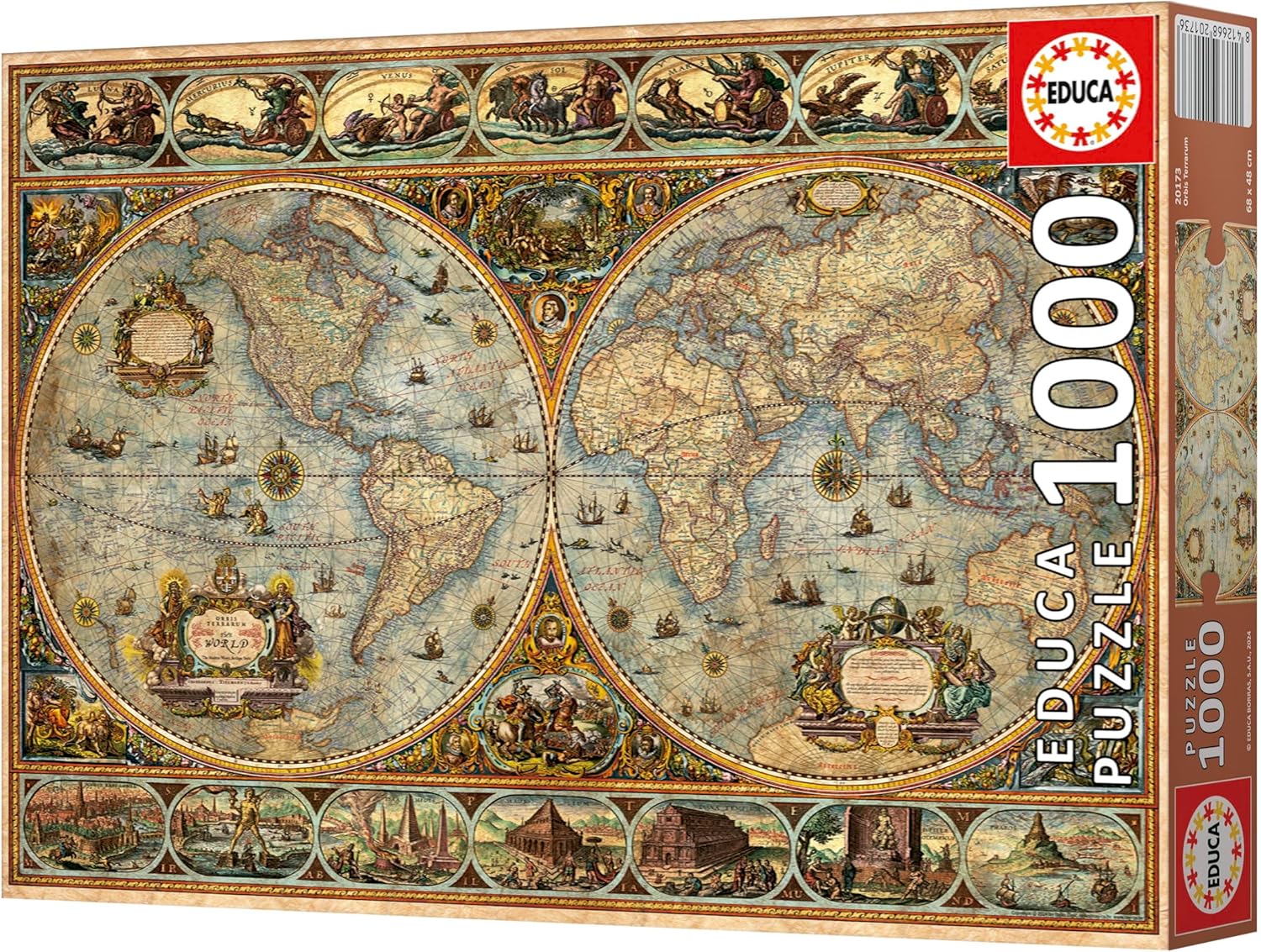Thumbnail 4 de Puzzle Educa 1000 pezzi Orbis Terrarum (68x48 cm) con colla Fix, per adulti 14+