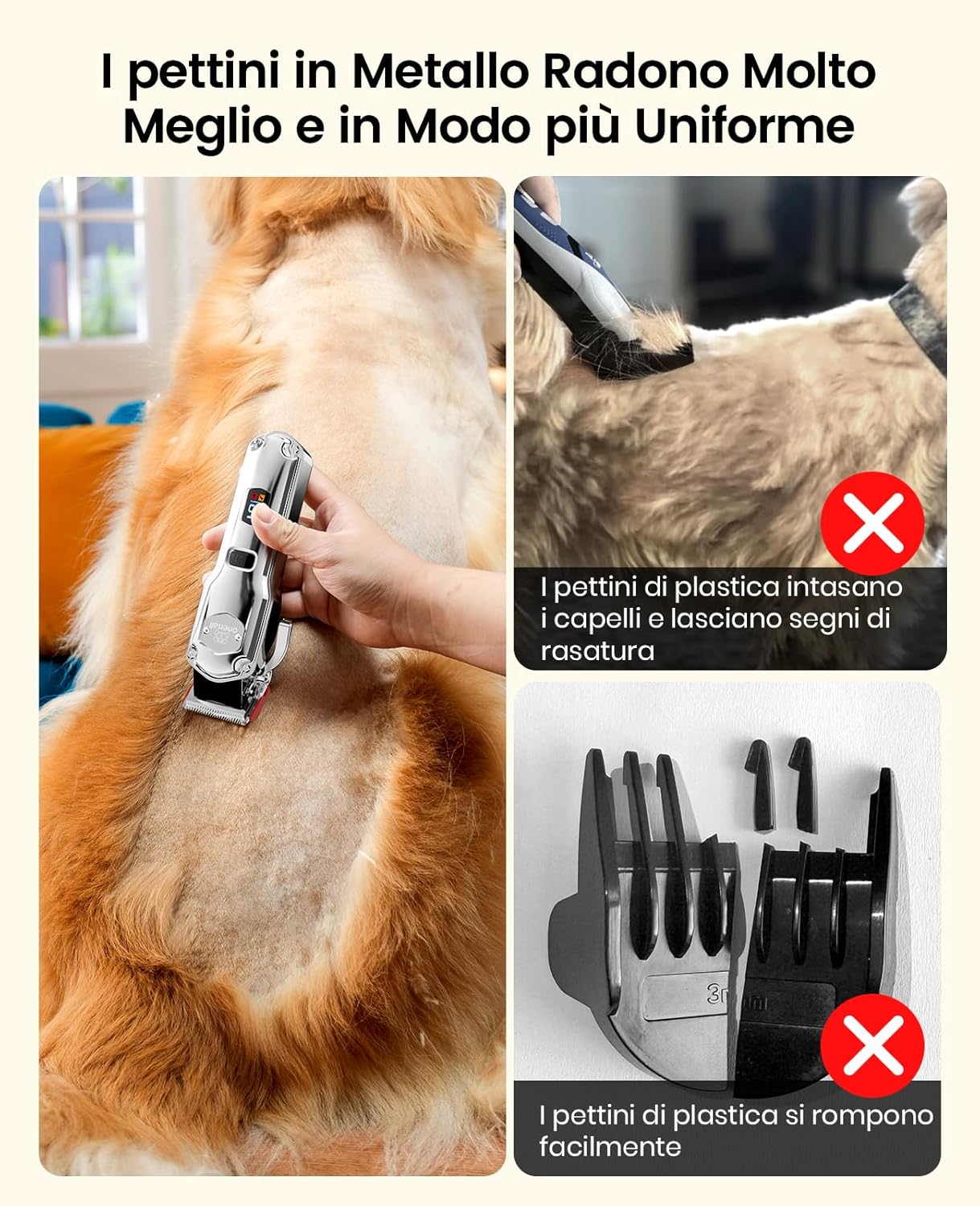 Detalle de Oneisall Tosatrice per cani professionale senza fili: tagli precisi, silenziosa e ricaricabile