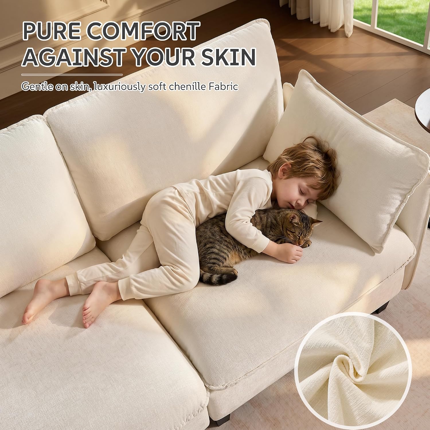 Thumbnail 6 de Ihanherry 105-Inch Modular Sectional Sofa with Chenille and Movable Ottoman