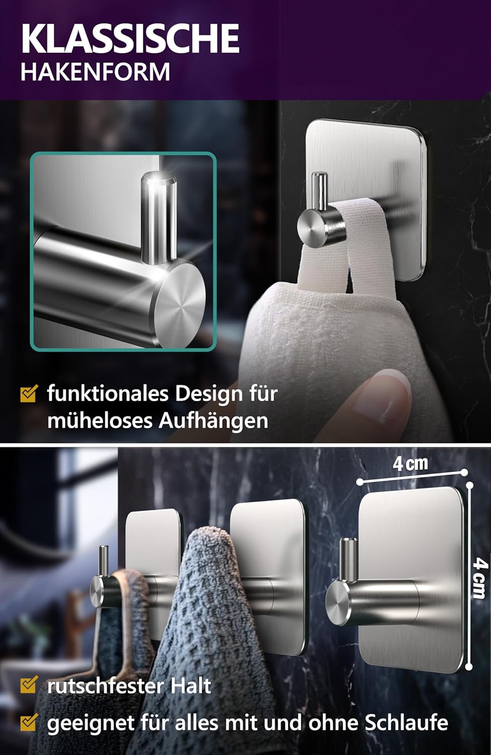 Thumbnail 2 de Menz Handtuchhaken Edelstahl 6er-Set