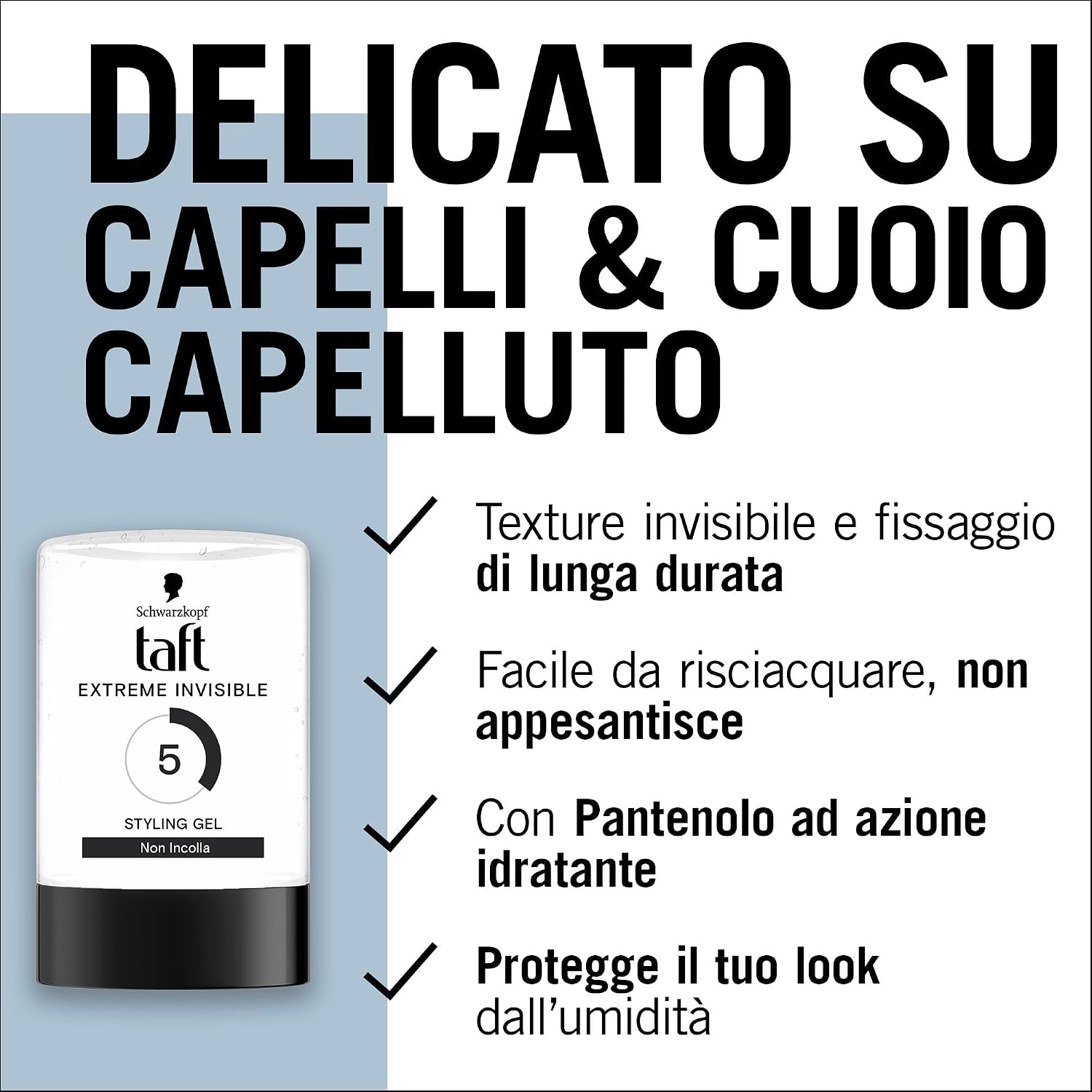 Detalle de Schwarzkopf Taft Extreme Invisible Styling Gel 300 ml – fissaggio invisibile, vegan e delicato sui capelli