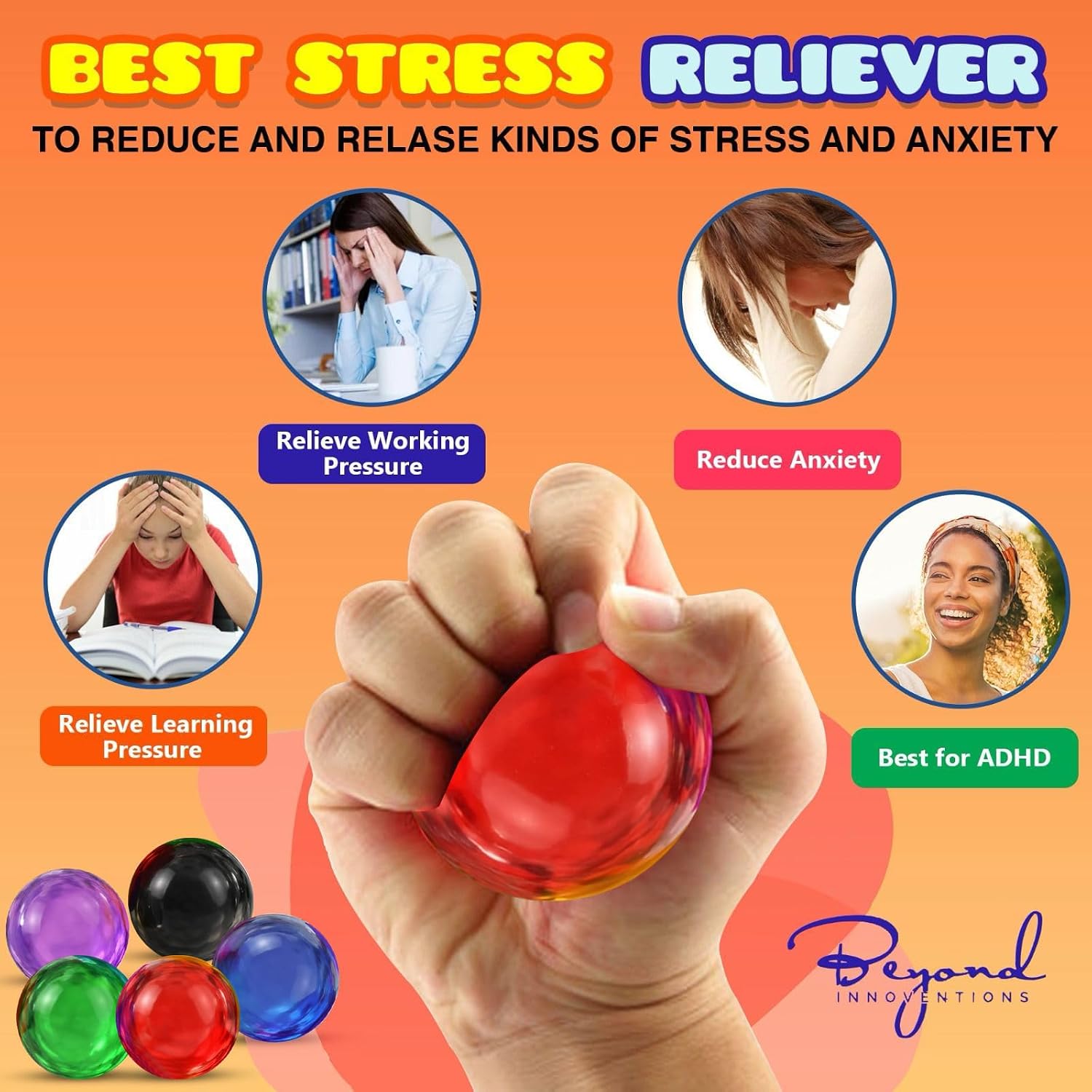 Thumbnail 5 de Stress Balls for Adults 18-Pack XL fidget balls