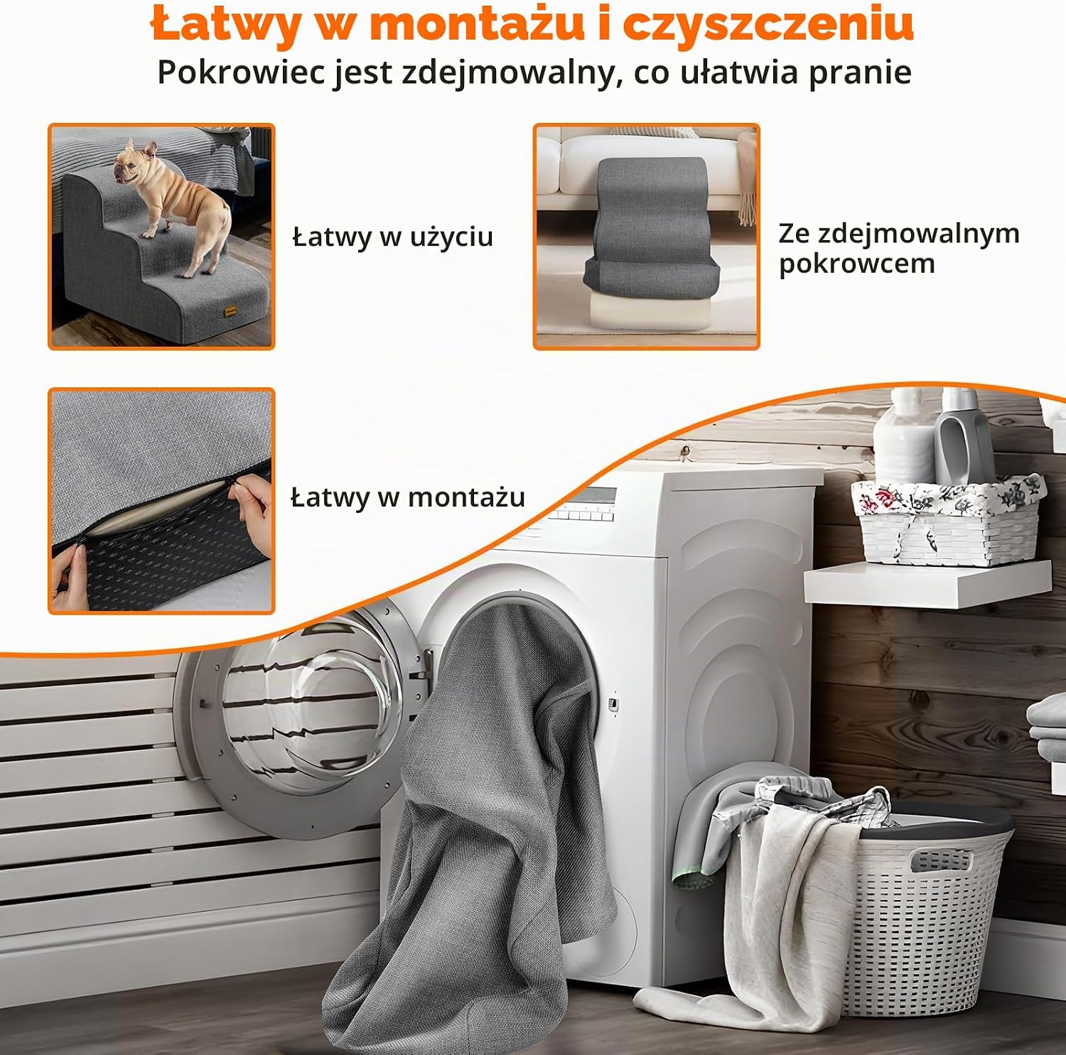 Detalle 1 de Gimars schodki dla psa z pianki 30D, antypoślizgowe, 3-stopniowe
