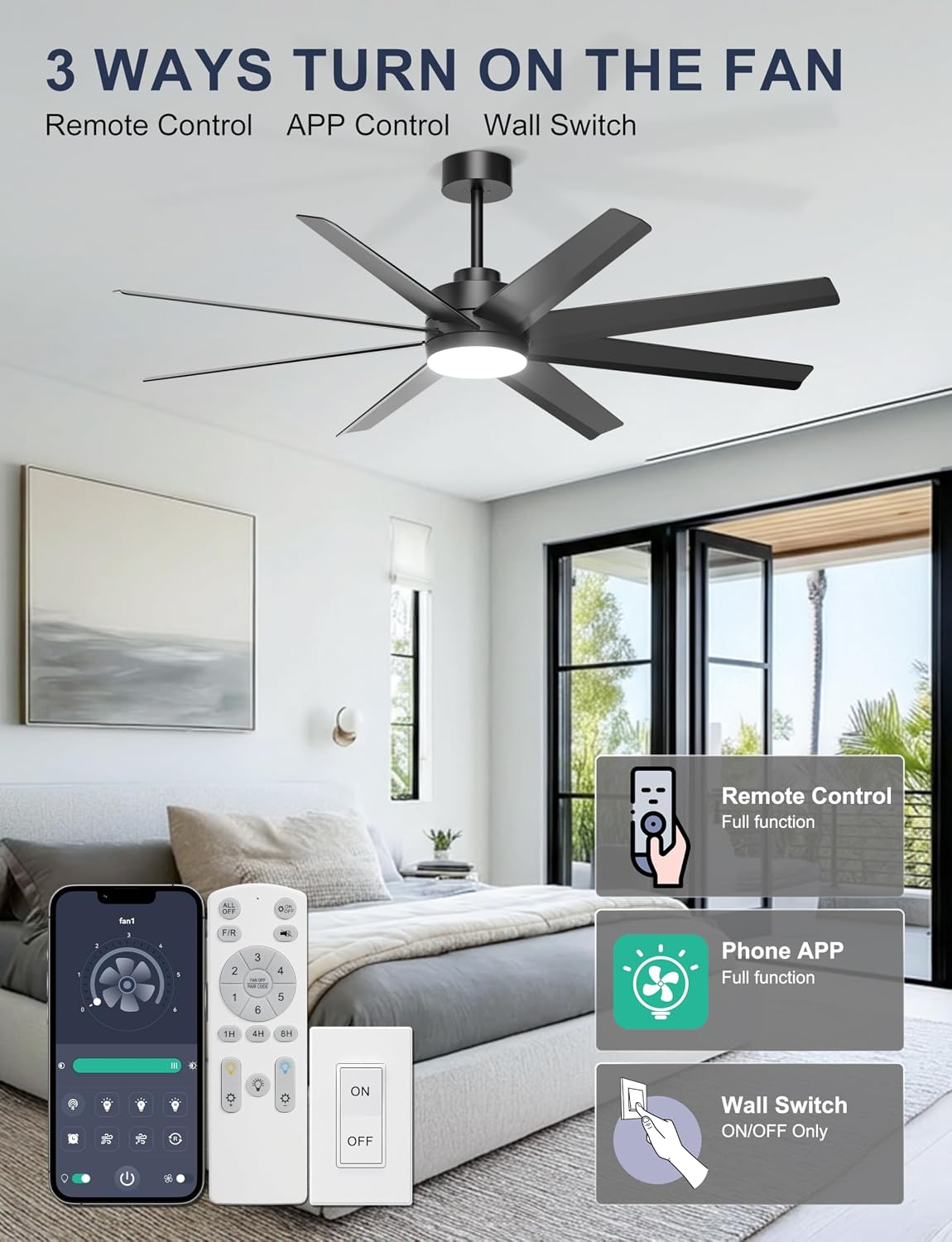 Detalle 2 de Ohniyou Ceiling Fan with Light, 60-inch