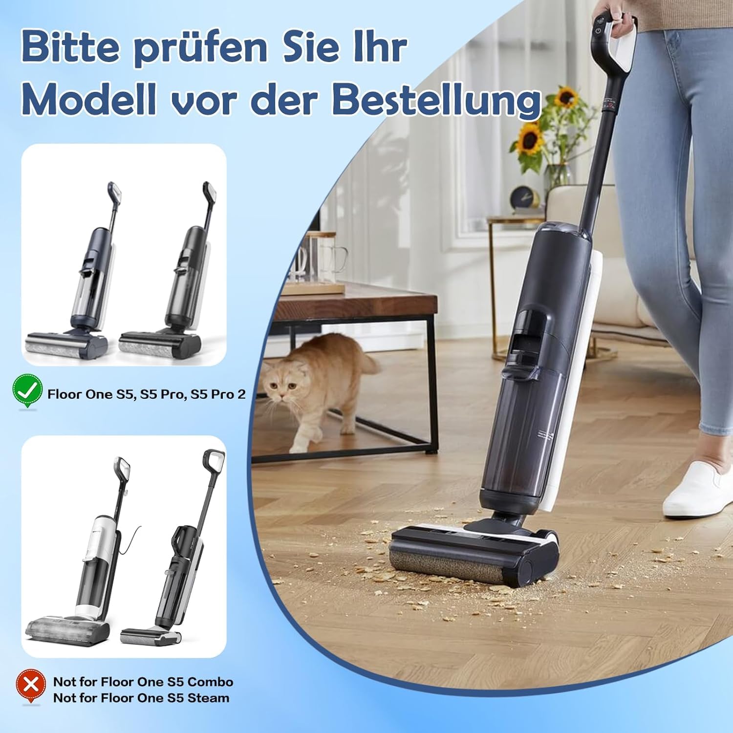 Detalle de YUEYEE S5 accessoireset voor Tineco Floor One, 2 borstelrollen en 2 filters