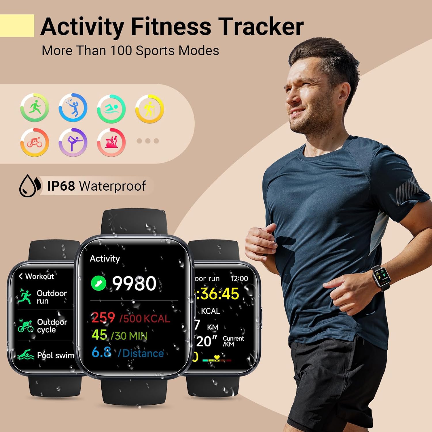 Detalle 1 de Fitness Tracker Smartwatch 1.8"