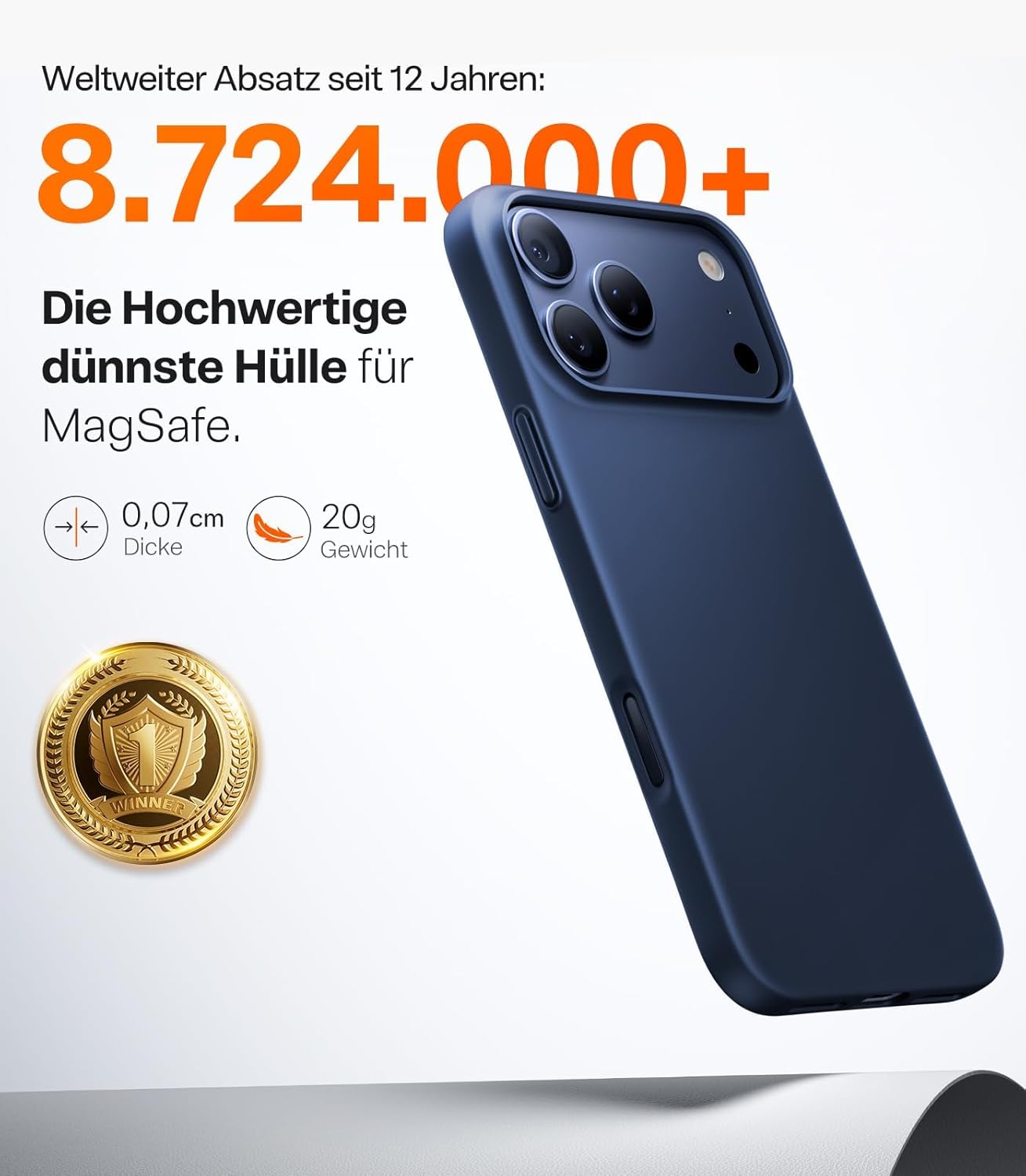 Thumbnail 1 de TORRAS Ultra Dünn für iPhone 17 Pro Max Hülle mit MagSafe – Samtiger Griff, samtiges Blau